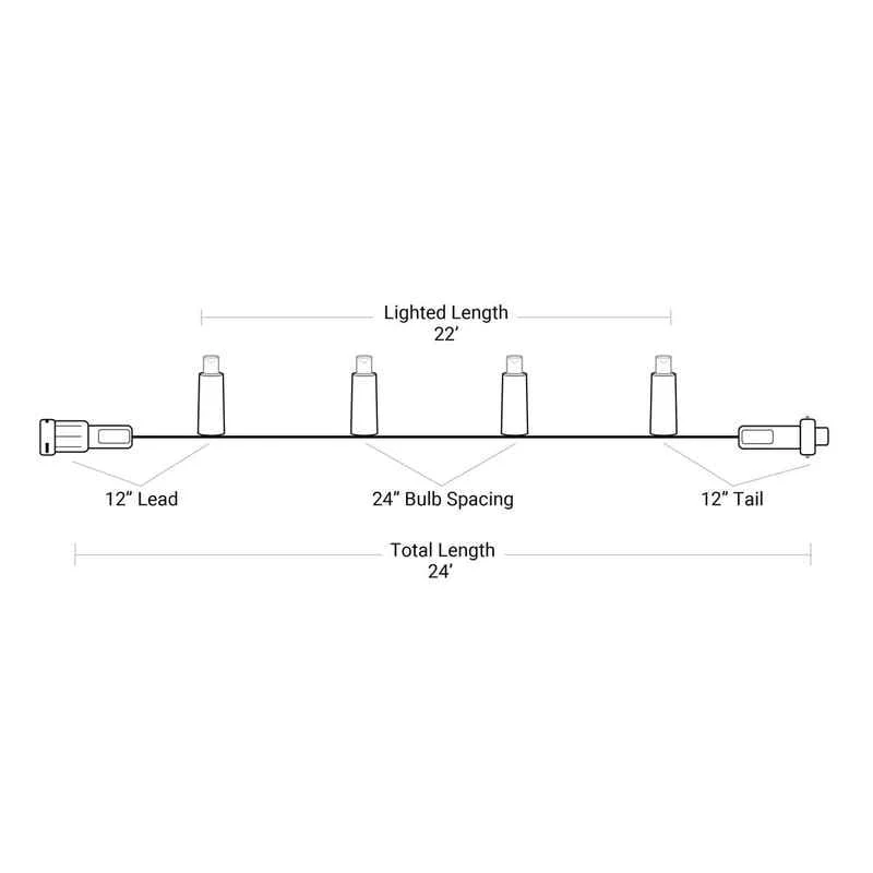 12L 5mm Wide Angle Bling String, 24in Bulb Spacing - Image 3