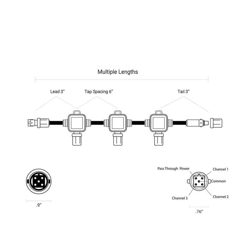 6-12ft Multi-Tap Extension Cable / 3-Channel - Image 3